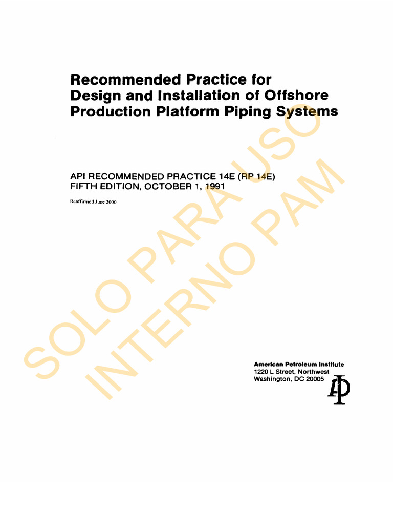 Apirp14e-91 Api RP 14e (1991) | PDF
