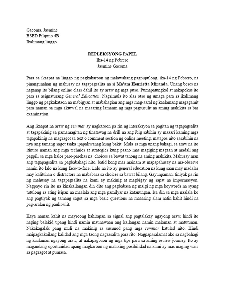 Repleksyong Papel-5 | PDF