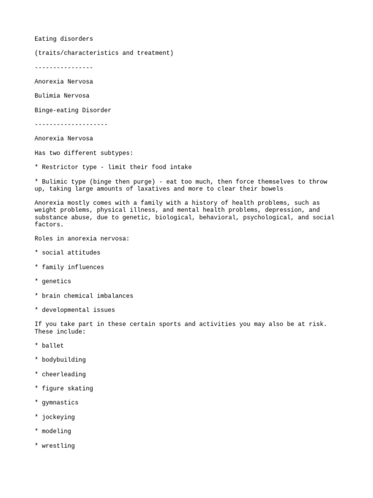 Eating disorders | PDF | Bulimia Nervosa | Binge Eating Disorder