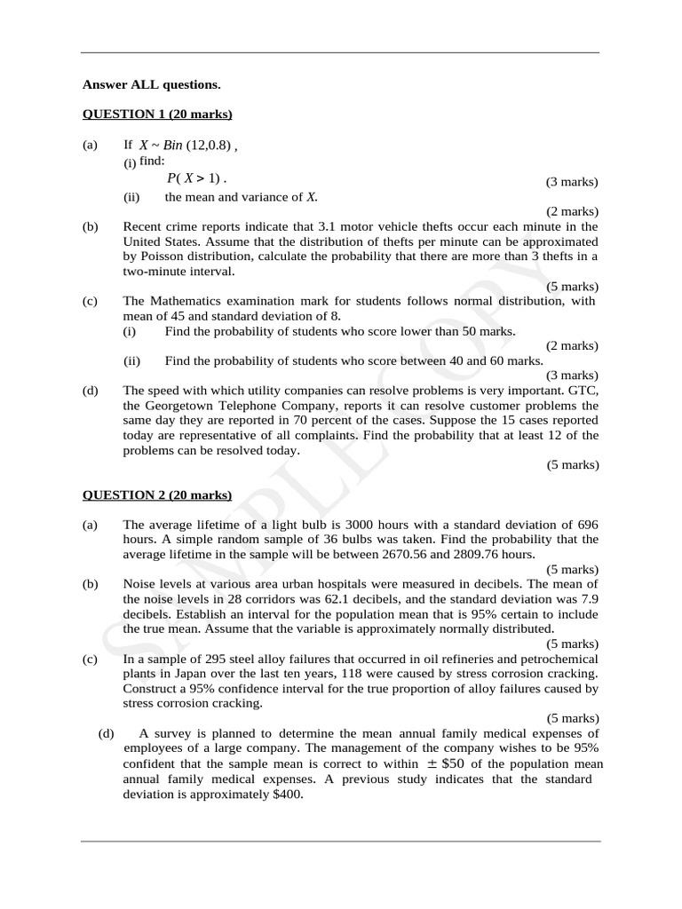 Sample class test q pdf standard deviation standard error