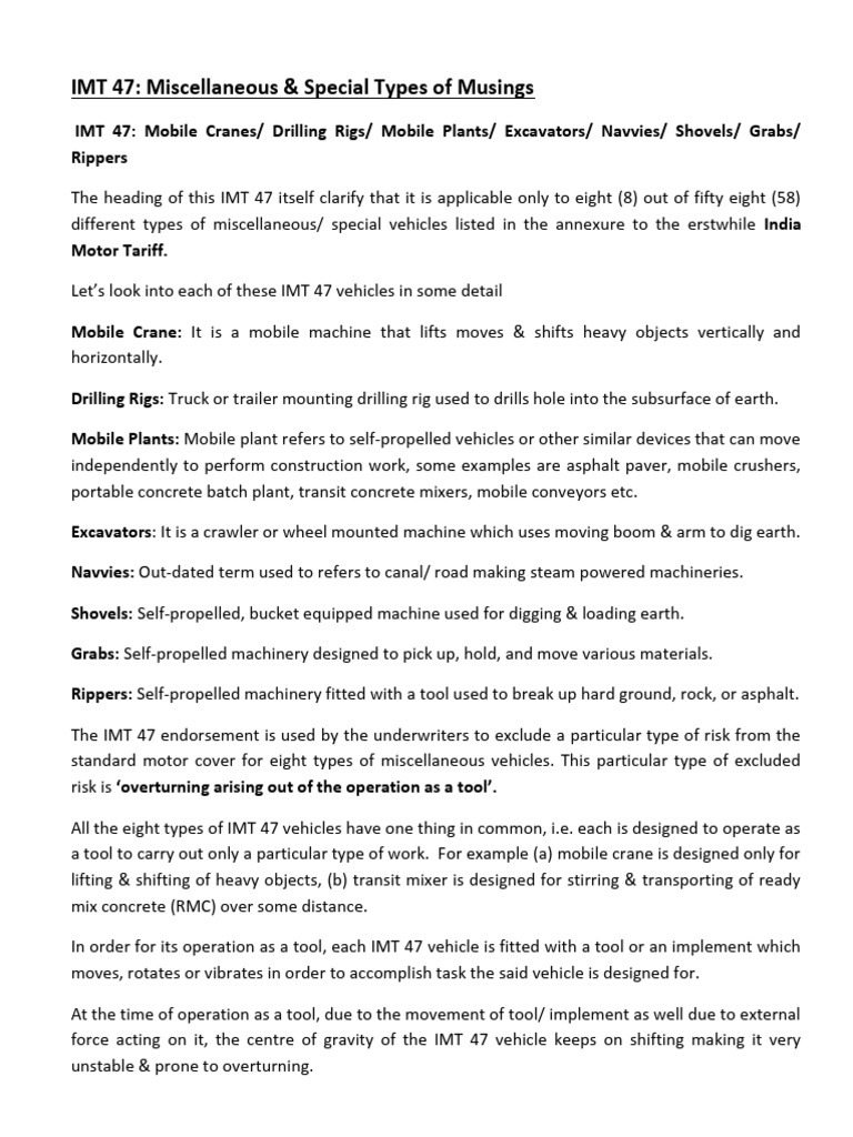 IMT 47 - Miscellaneous & Special Types of Musings | PDF | Crane ...