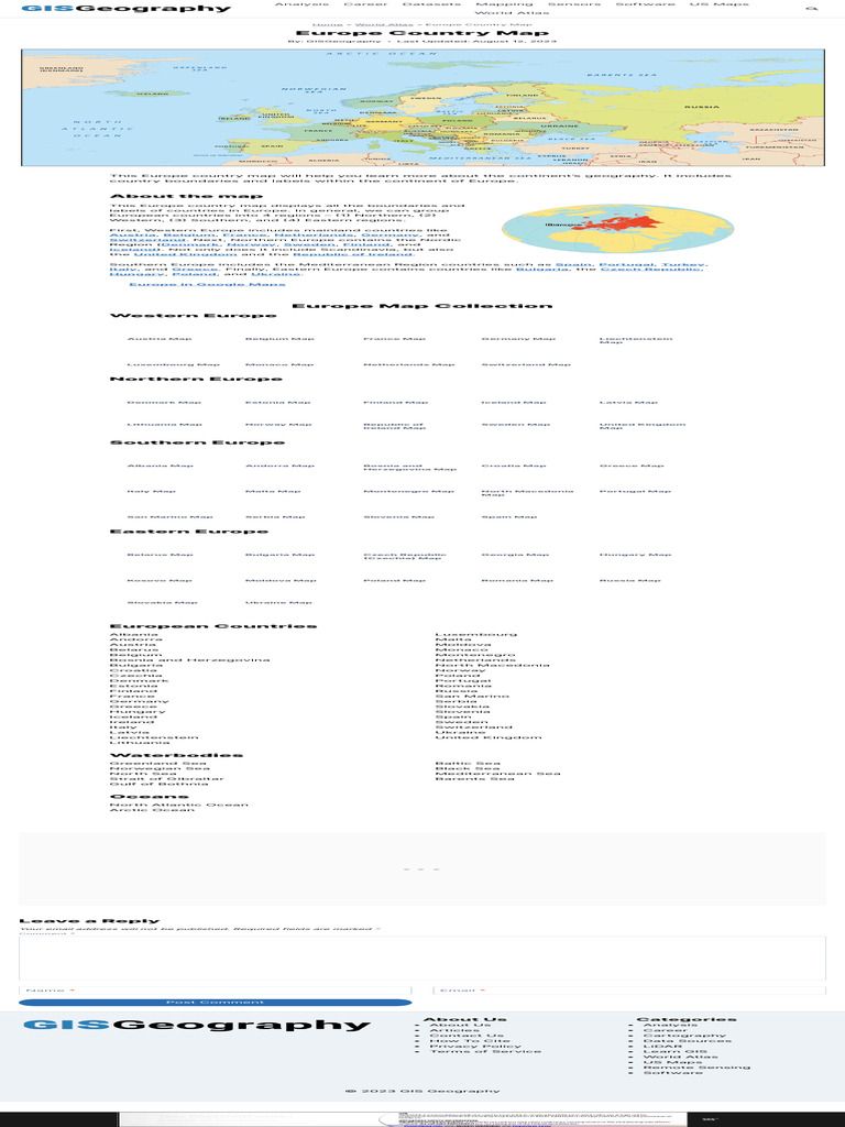Europe Country Geography Map | PDF | Europe | Southern Europe