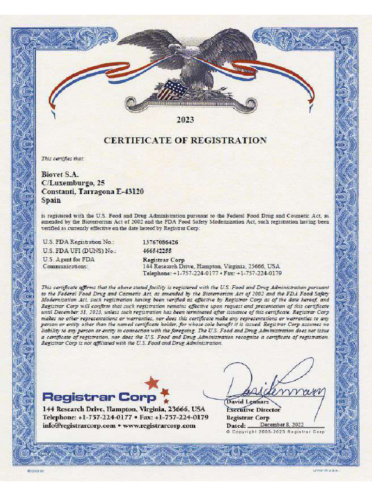 FDA Certificate 2 | PDF