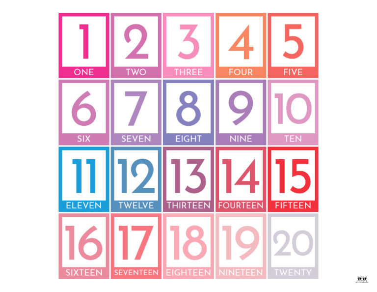 Printable Numbers 1 20 Single Page Design 3 | PDF