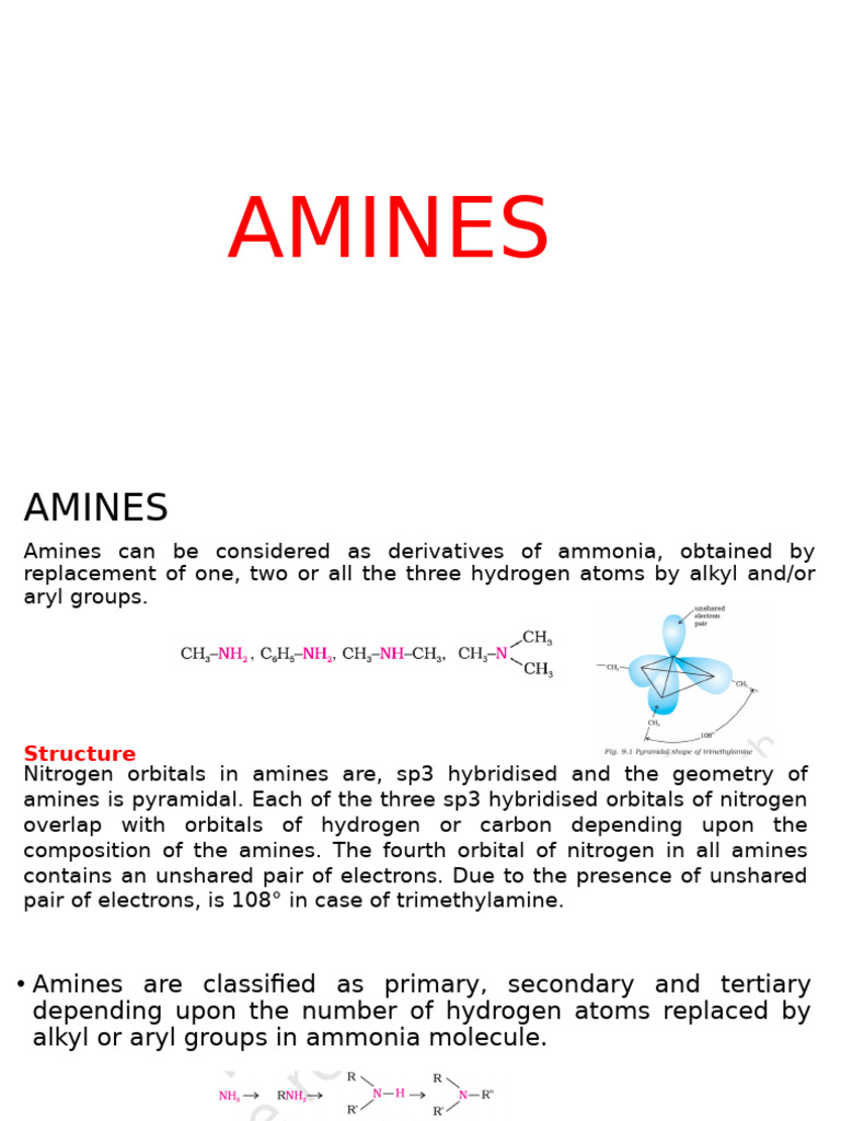 AMINES | PDF | Amine | Chemical Reactions