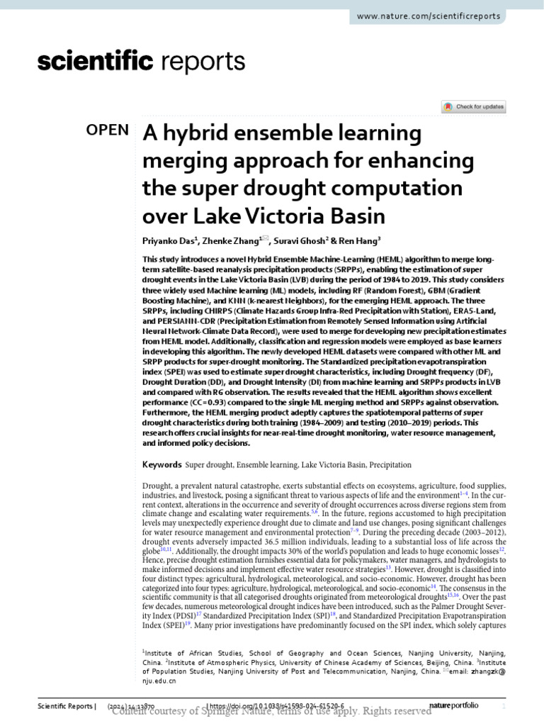 A Hybrid Ensemble Learning Merging Approach For en | PDF | Drought ...