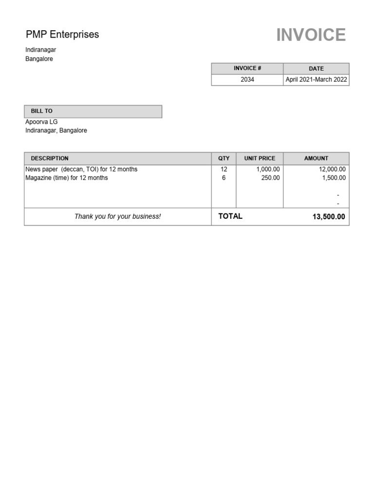 Annual Subscription Invoice 2021-2022 | PDF