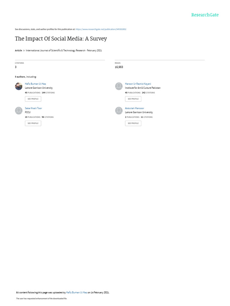 Impact of Social Media Survey Analysis | PDF | Social Media | Popular ...