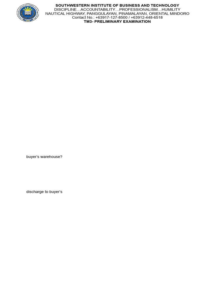 Incoterms and Payment Methods Exam | PDF | Business | Service Industries