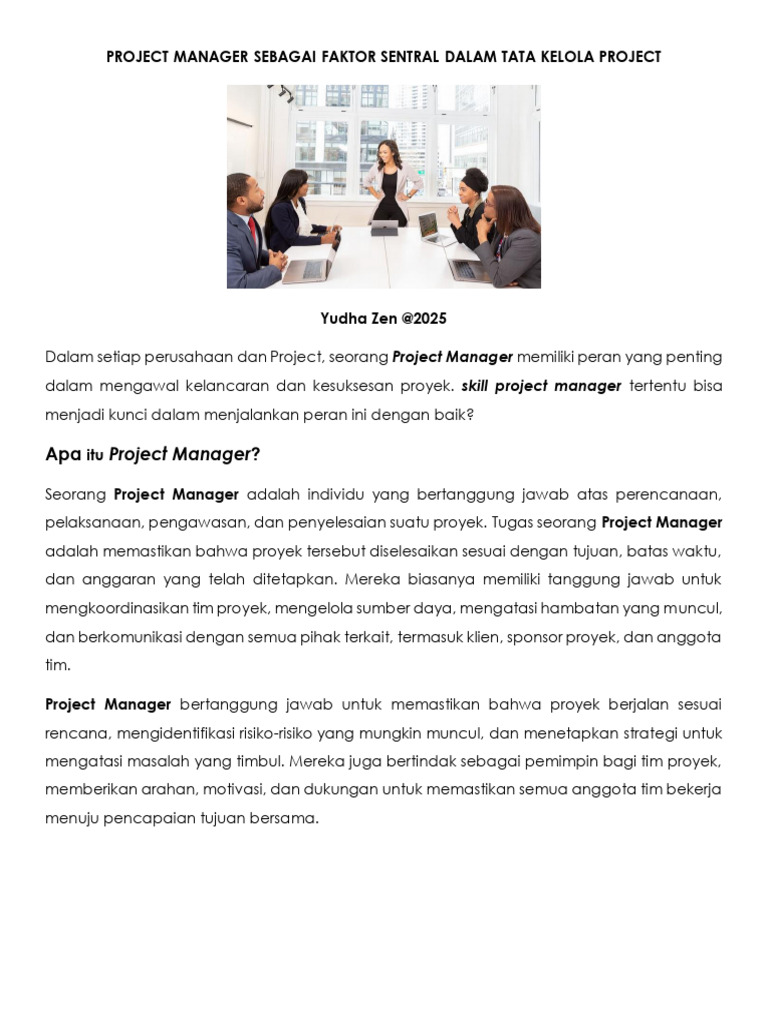 Peran Kunci Project Manager dalam Proyek | PDF