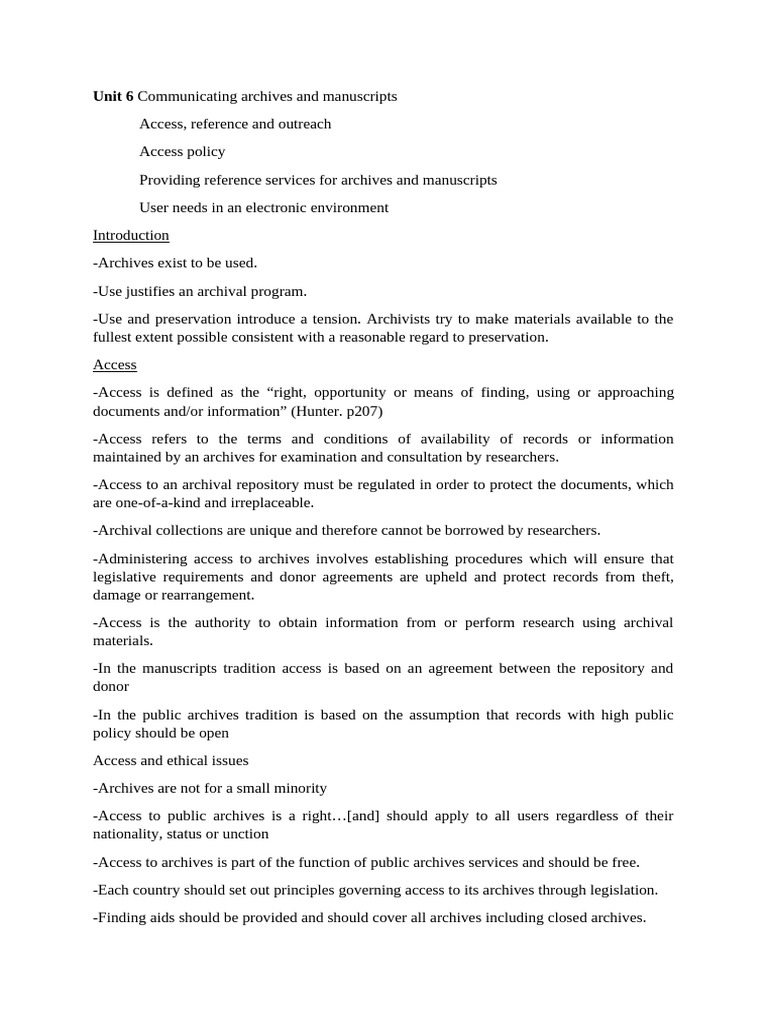 Accessing Archives: Policies and Services | PDF | Archive | Archivist