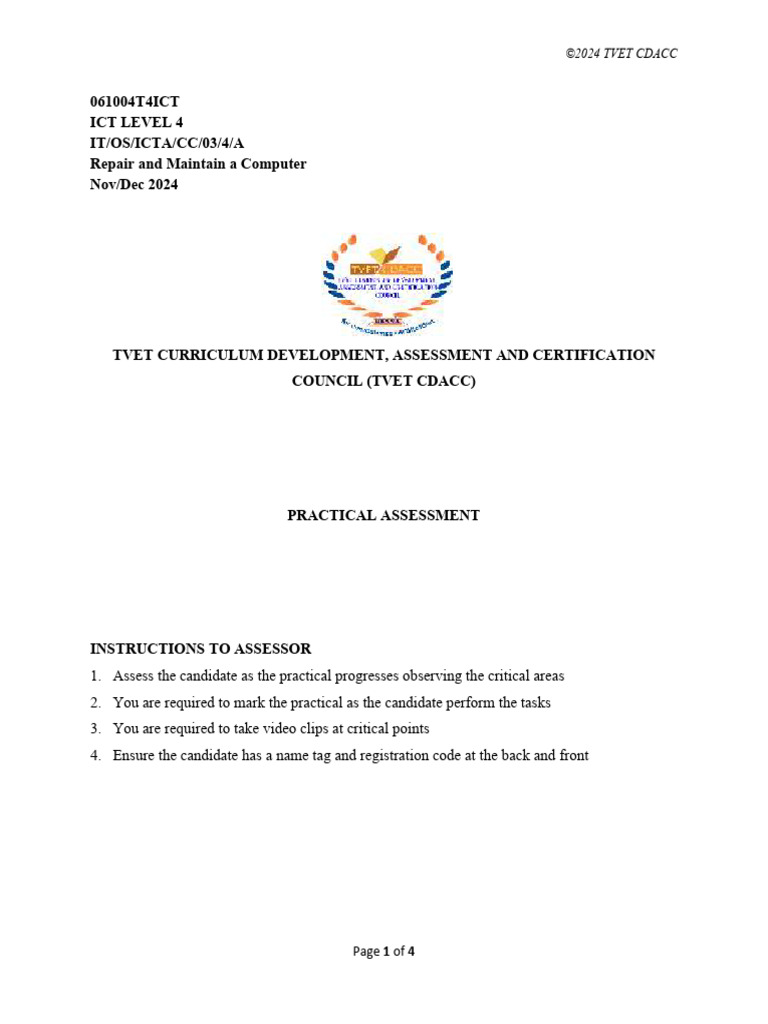 Computer Repair Practical Assessment Guide | PDF | Video Game Platforms ...