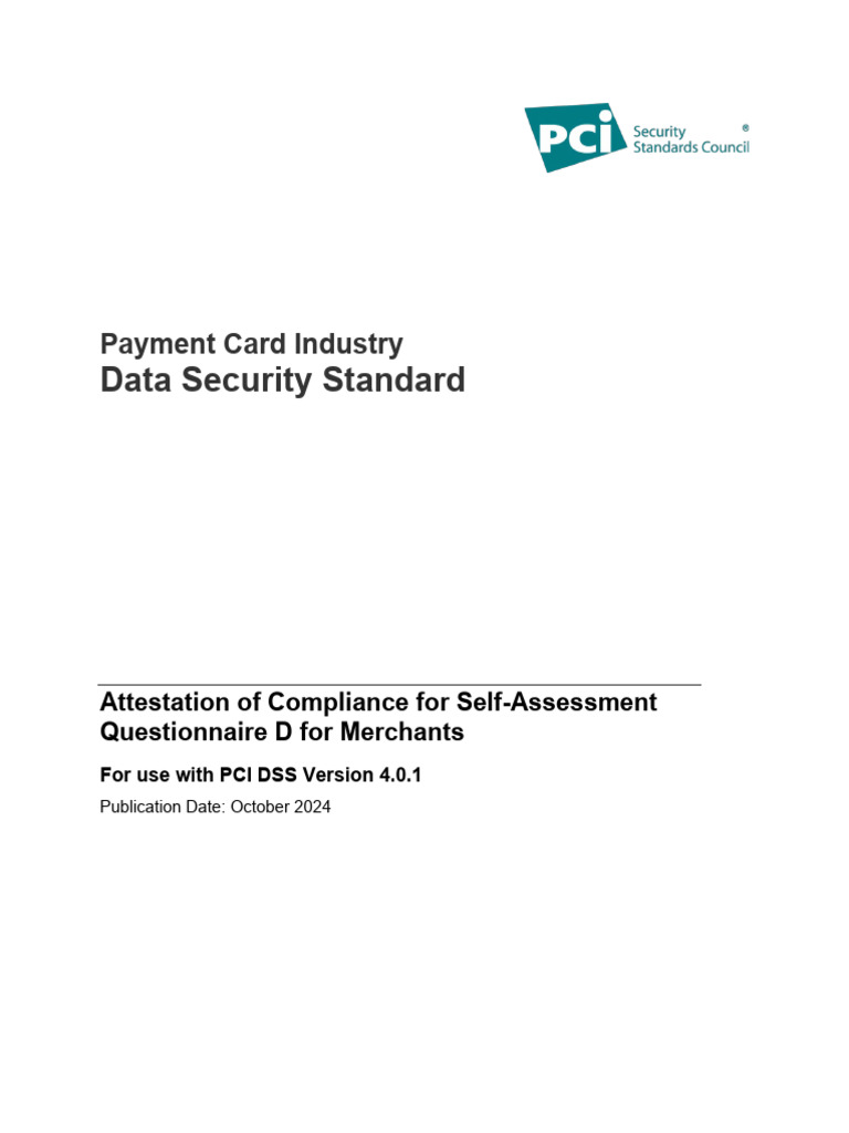 PCI DSS SAQ D Compliance for Merchants | PDF | Payment Card Industry ...