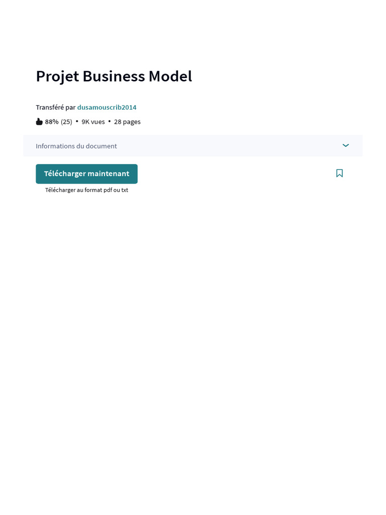 Projet Business Model à Télécharger | PDF