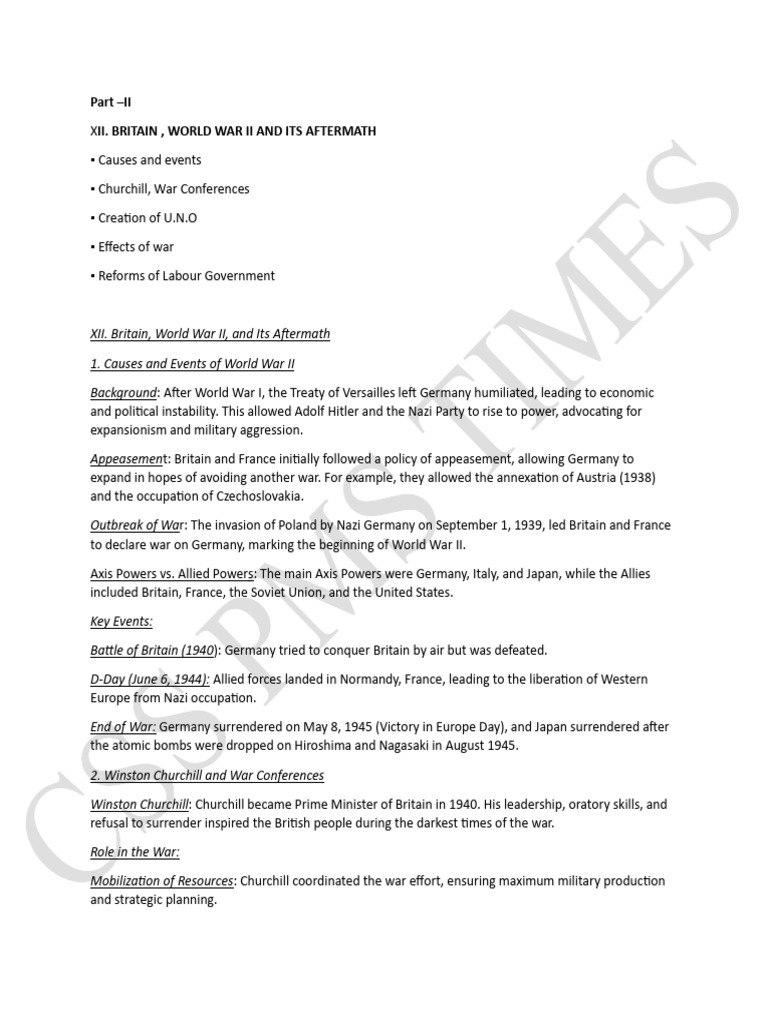 Xii. Britain, World War II and Its Aftermath | PDF | World War II ...