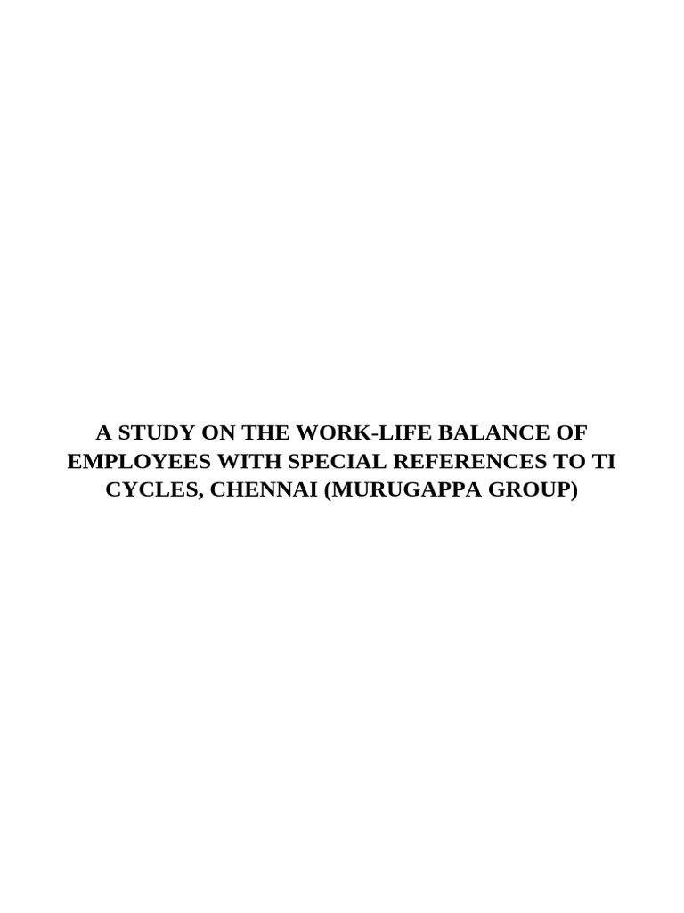TI Cycles: Work-Life Balance Study | PDF | Work–Life Balance | Employment