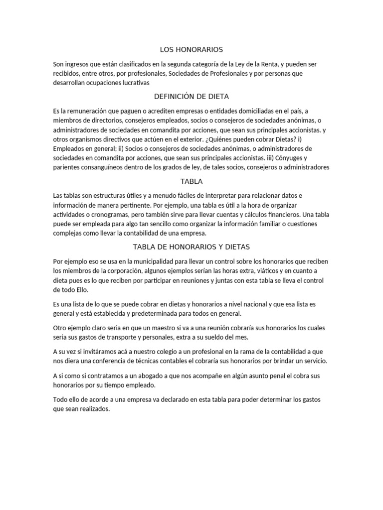 Los Honorarios | PDF | Contabilidad | Business