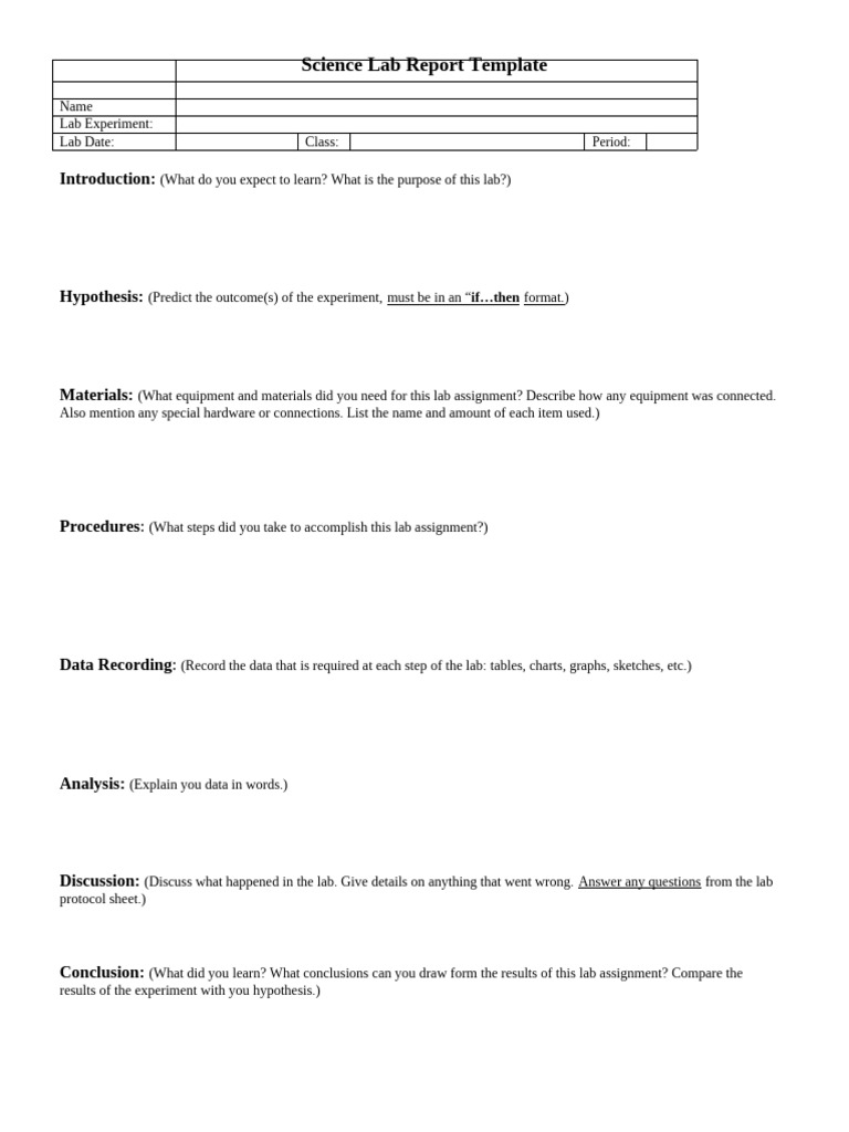 Science Lab Report Template Guide | PDF