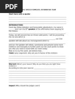 Negative Speaker Debate Template | PDF