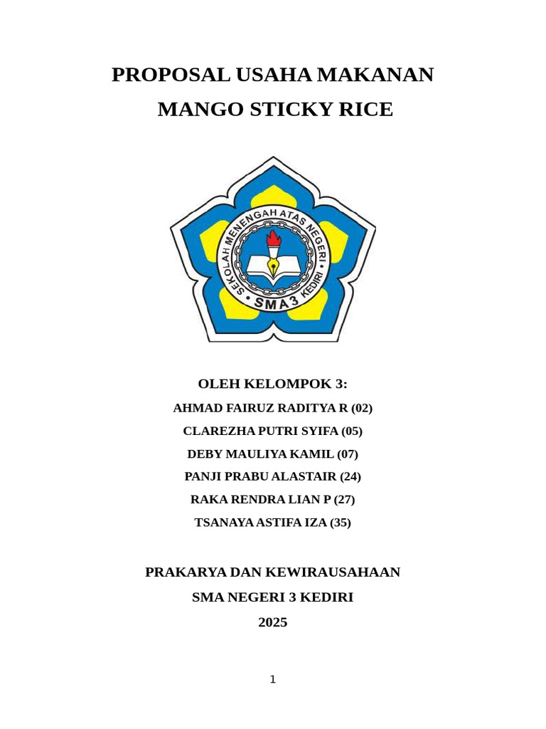 Proposal Usaha Mango Sticky Rice 2025 | PDF