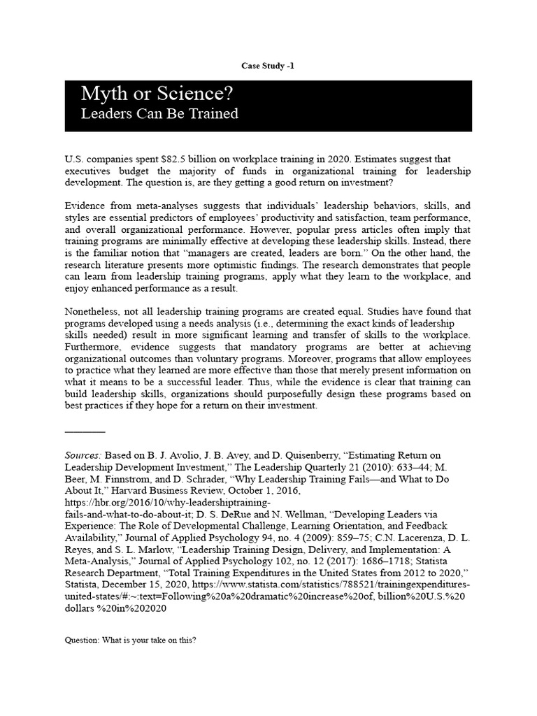 Case Study - Ledaership | PDF | Leadership | Organizational Behavior