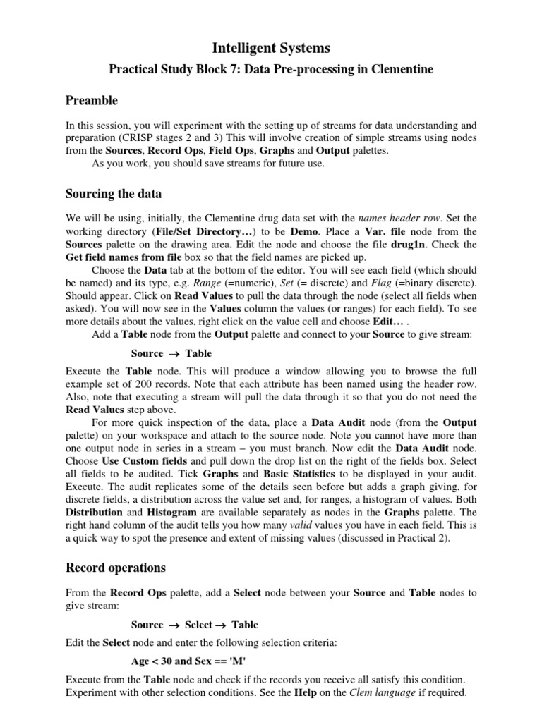 7 Data Pre-Processing in Clementine | PDF | String (Computer Science ...