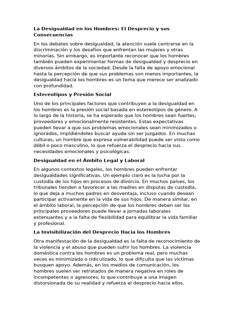 La Desigualdad en los Hombres | PDF | Desigualdad social ...