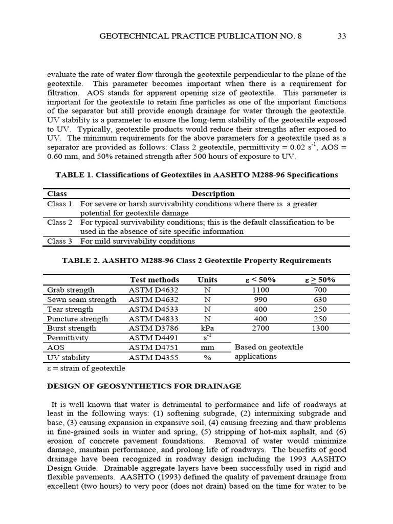 AASHTO M288 Geotextile Classifications | PDF | Road Surface | Drainage