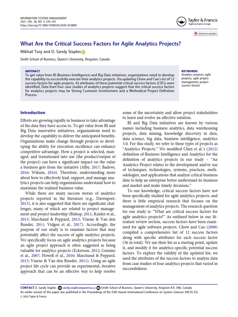 What Are The Critical Success Factors For Agile Analytics Projects ...