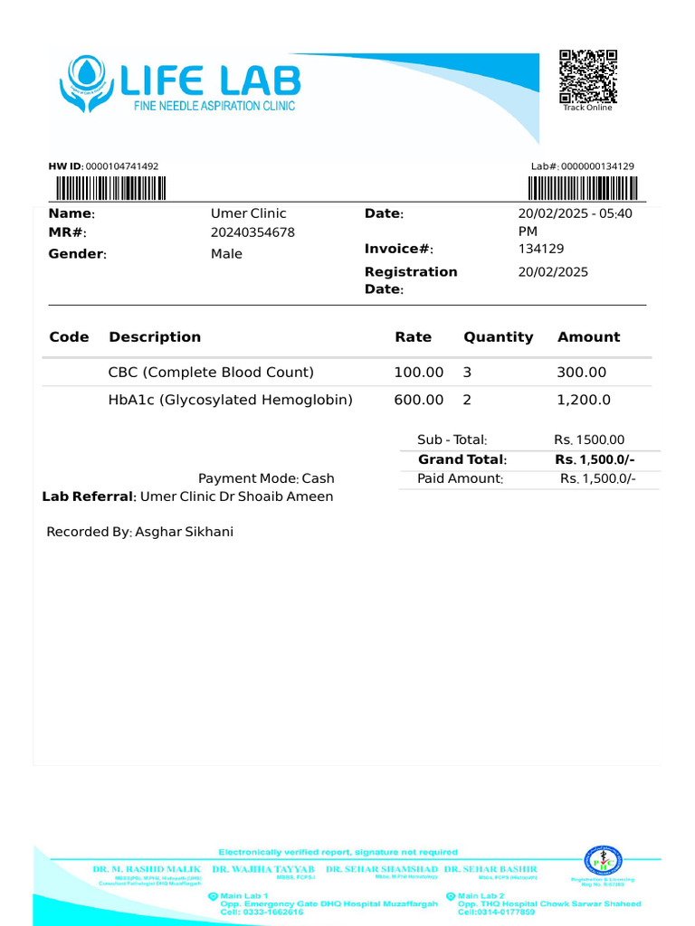 Umer Clinic - Invoice | PDF