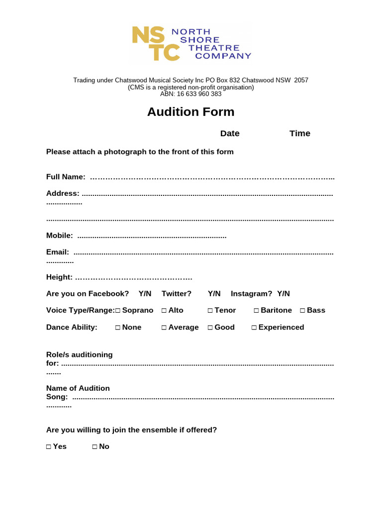 Audition Form | PDF