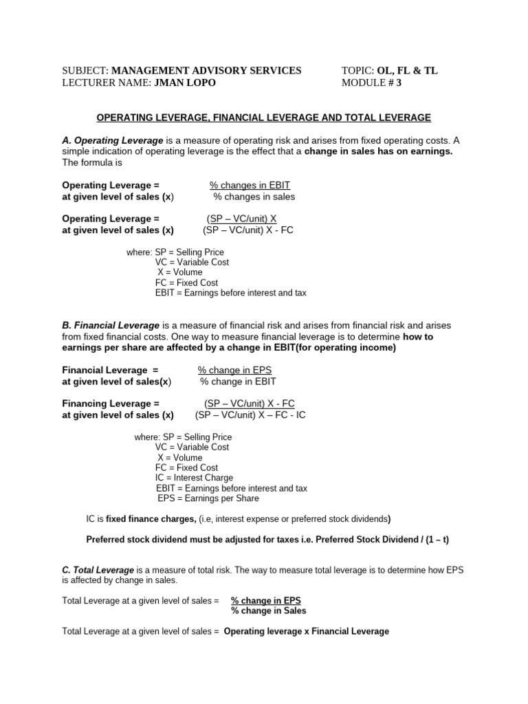 Leverage Analysis in Financial Management | PDF | Capital Structure ...
