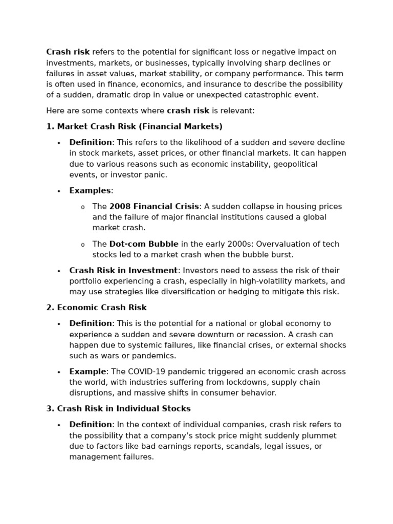 Crash Risk Refers To The Potential For Significant Loss or Negative ...