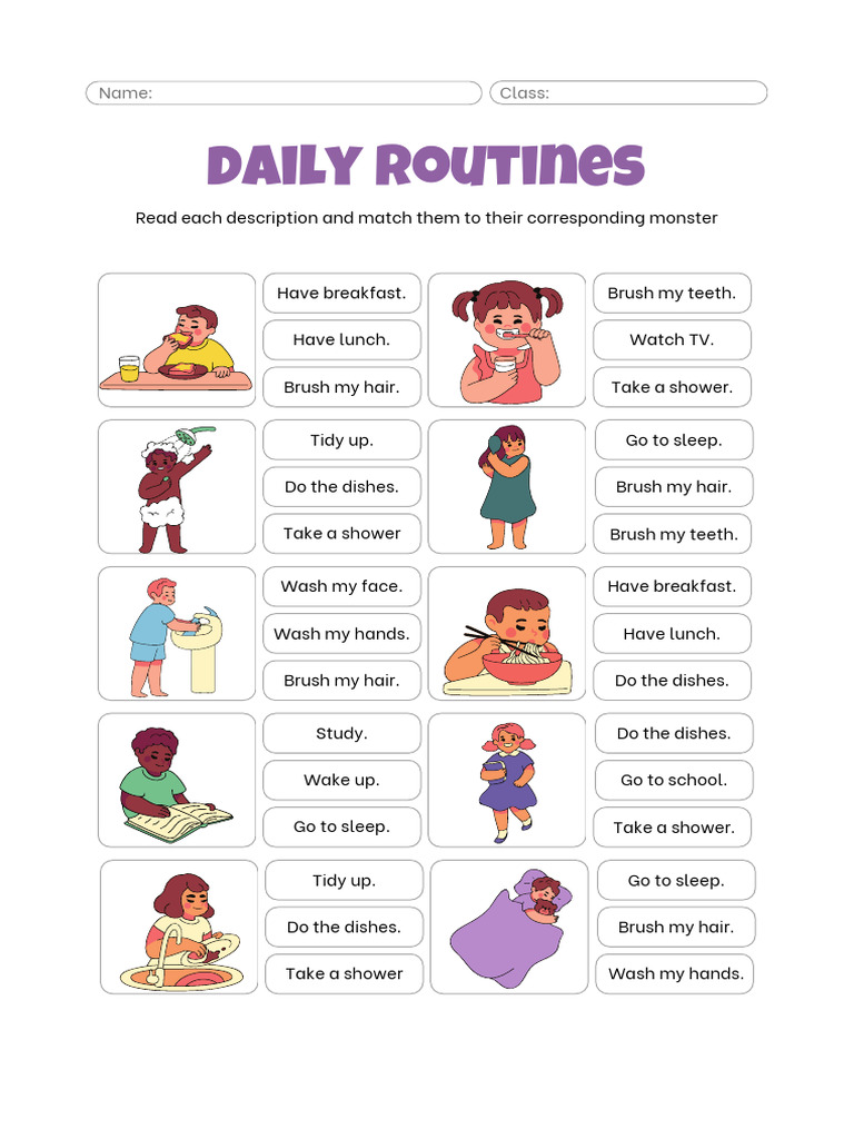 Daily Routines for Kids Activities | PDF