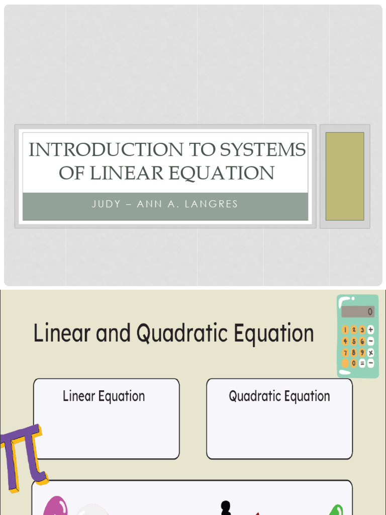 Week 2.1 Introduction To Systems of Linear Equation | PDF
