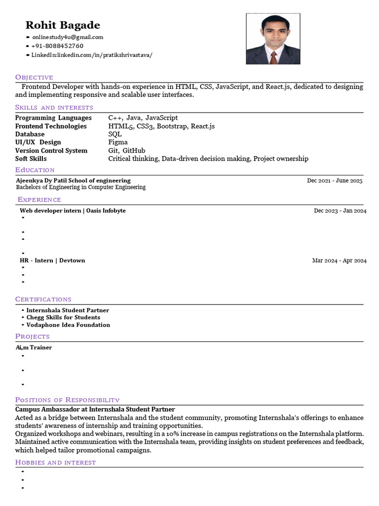 Deloitte Resume template PDF - 1