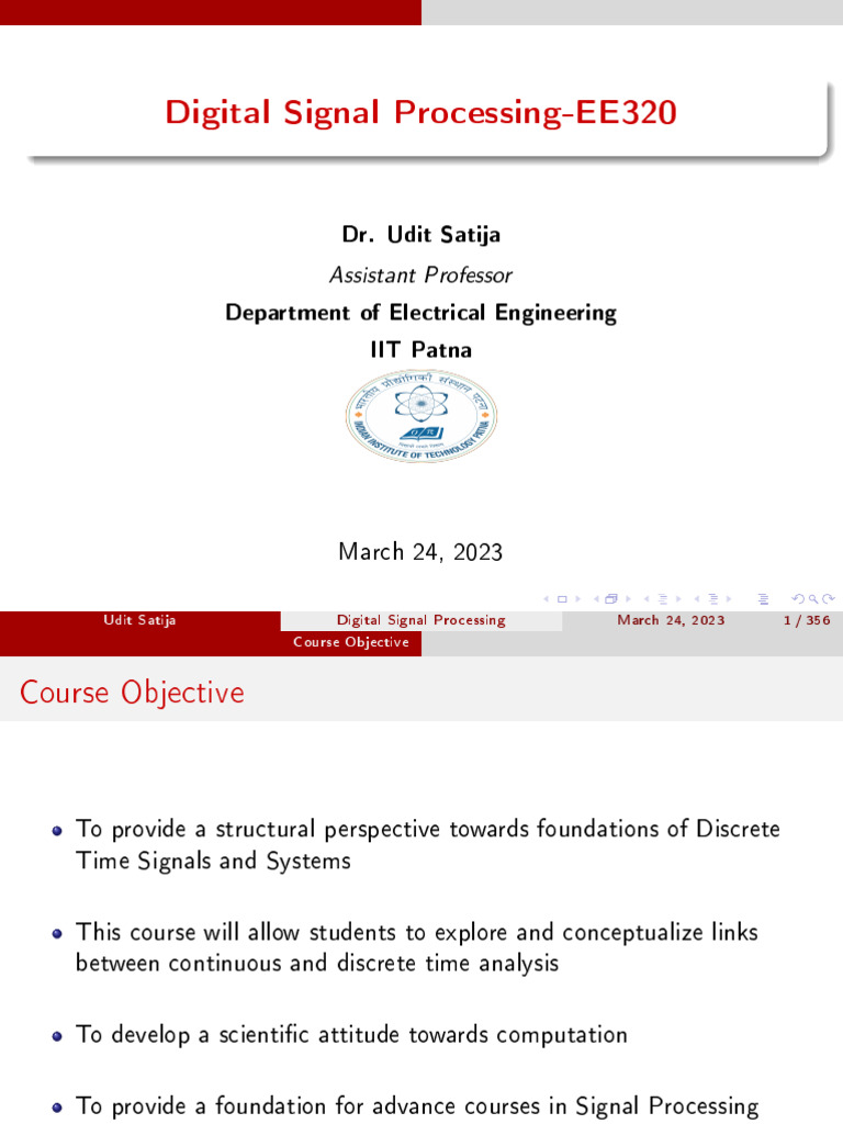 EE320 Digital Signal Processing Course | PDF | Signal Processing ...