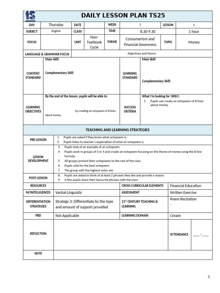 Form 1 Lesson 5 LiA | PDF | Lesson Plan | Human Communication