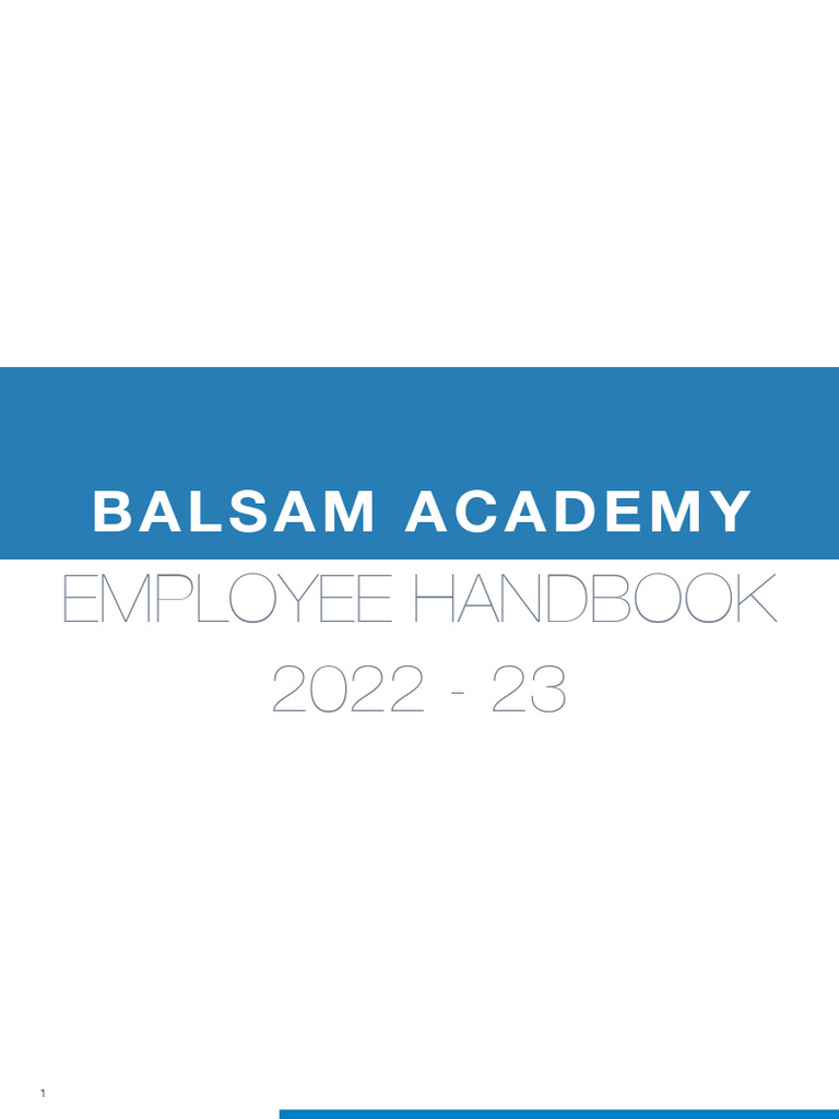 Balsam Academy Employee Handbook 2022-23 | PDF | Employment | Schools