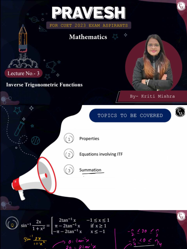 Inverse Trigonometric Functions 03 _ Class Notes __ Pravesh CUET 2023 ...