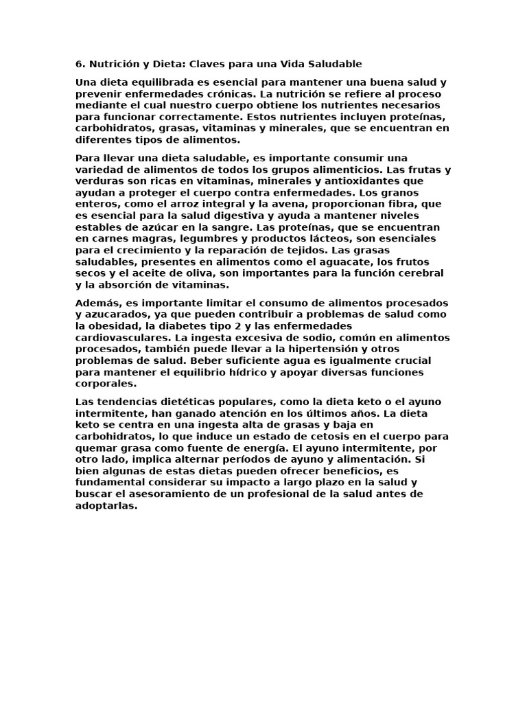 Lecture 6 - Nutricion y dieta - Claves para una vida saludable | PDF