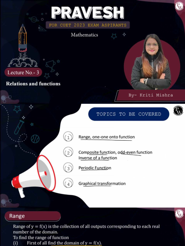 Relations and Functions 03 - Class Notes - Pravesh CUET 2023 ...