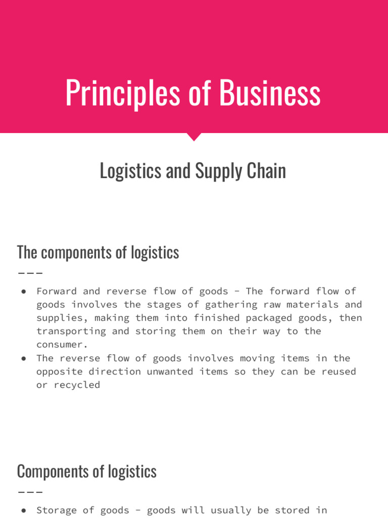 Business Logistics & Supply Chain Overview | PDF | Logistics | Bill Of ...