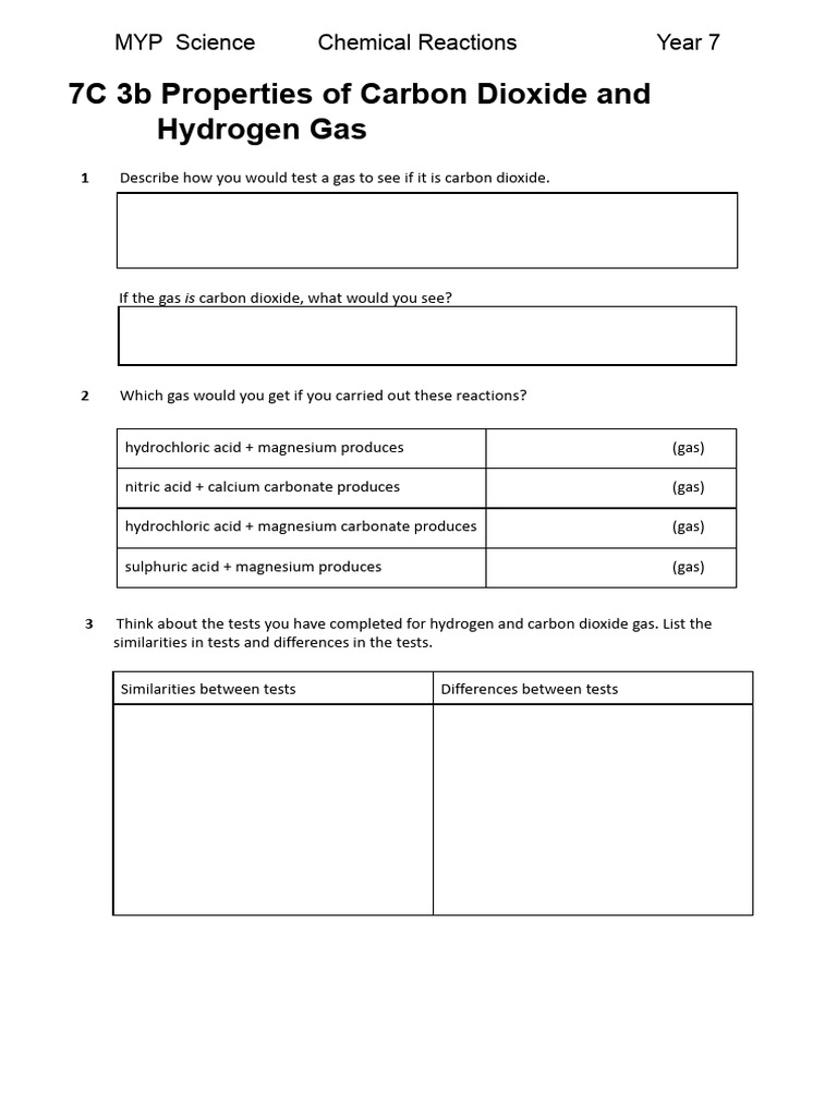 7C 3b Carbon dioxide and hydrogen | PDF