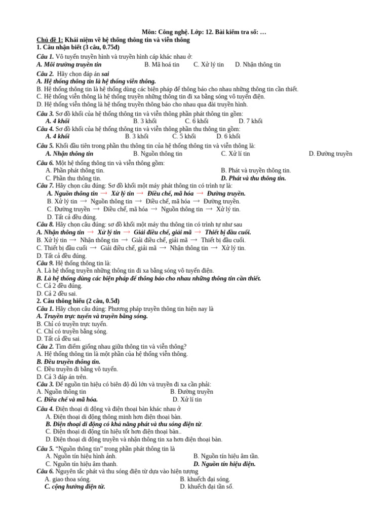 CŨ HAY_Tham khảo đề CN 12 Kì 2 | PDF