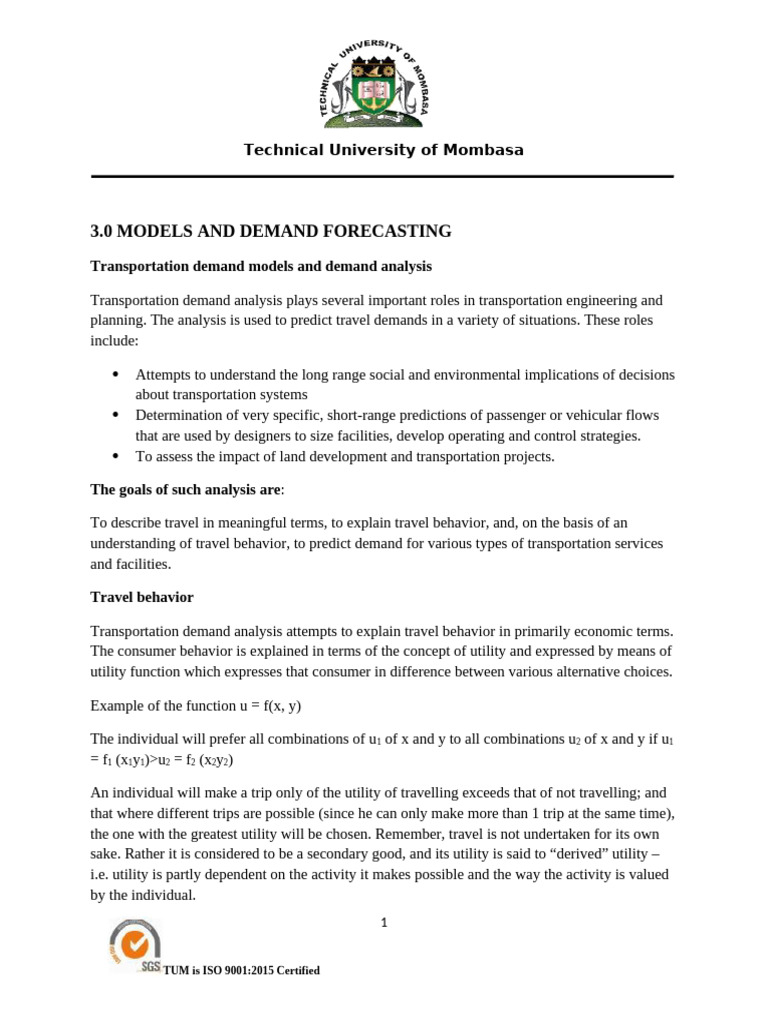 Transportation Demand Modeling Techniques | PDF | Dependent And ...