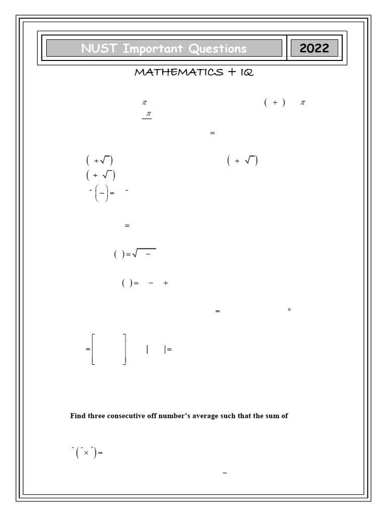 NUST Important Questions 1 | PDF | Geometric Shapes | Euclid