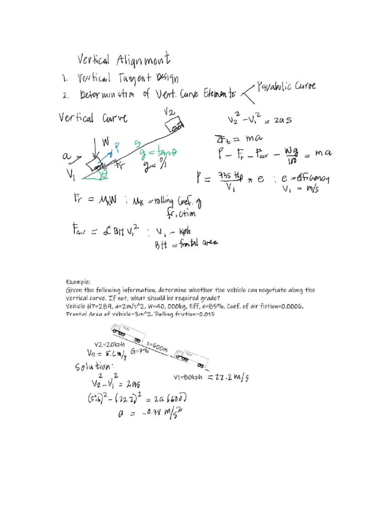 Minimum Length of Vertical Curve Calculation | PDF
