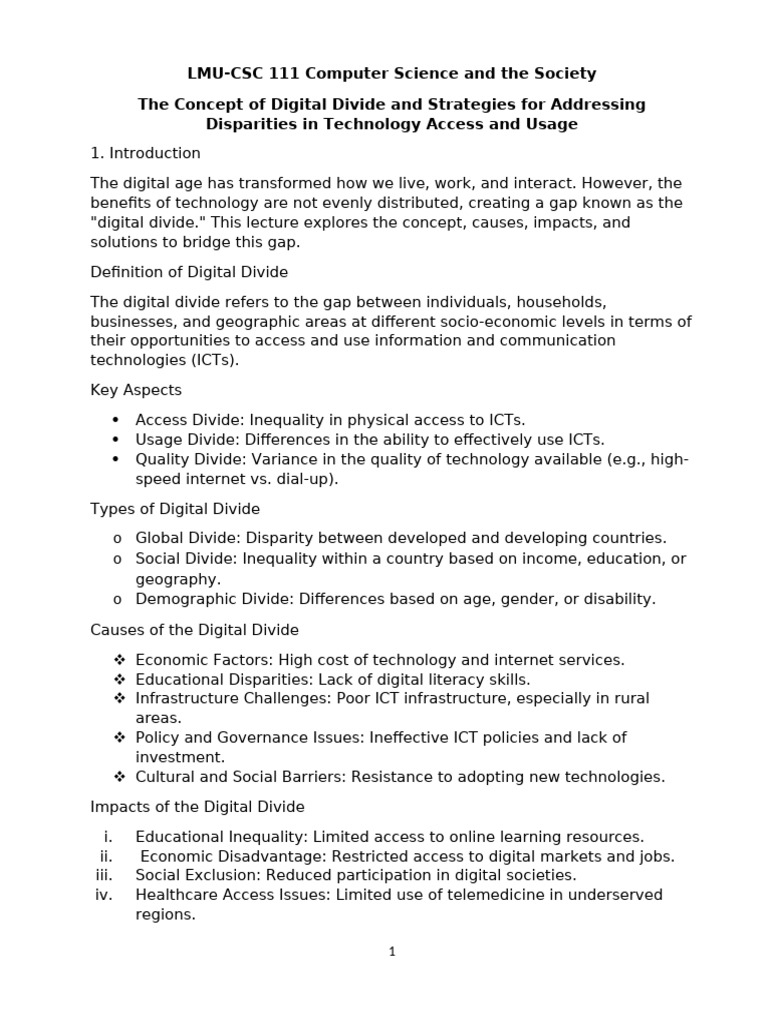 Bridging the Digital Divide: Strategies | PDF | Information And ...