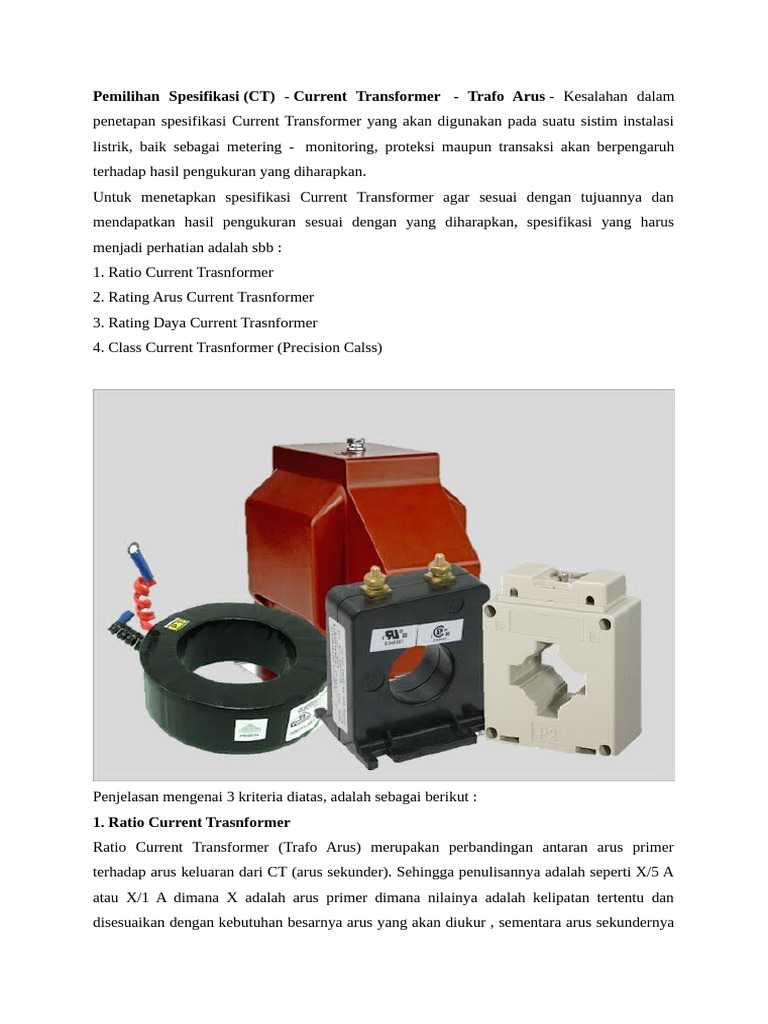 Spesifikasi Current Transformer yang Tepat | PDF
